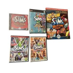 The Sims PC CD Expansion Pack Lot Of 4 Plus Strategy Guide Book Vintage Set
